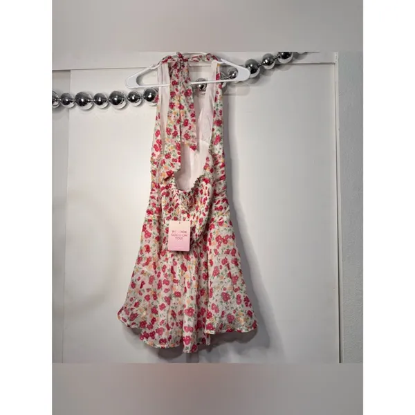 Hello Molly Floral Fiesta Halter Mini Dress Print NEW - Image 4