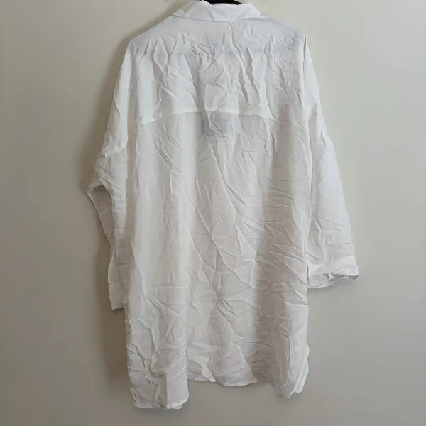 Lands‎ End M L White Button Up Shirt Tunic Mini Dress Swim Cover Up Beach Resort - Image 2