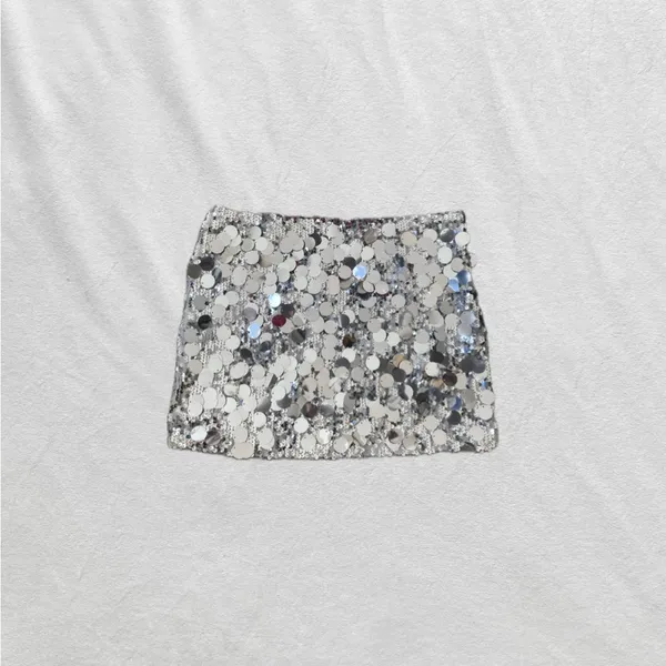 Edikted Dazzling Silver Mini Skirt - Image 2