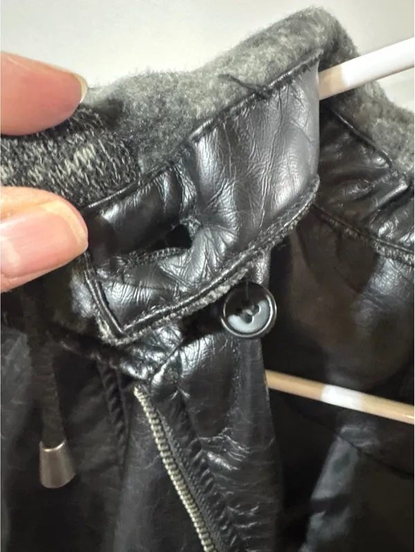 J2 Faux Leather & Knit Hoodie Jacket - Size L, Street Style - Image 5