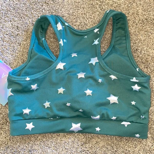 NWT Star Patterned Sports Bra Green Size M - Image 3