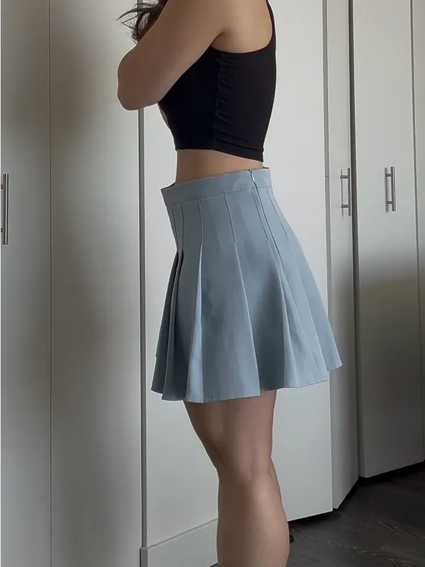 Missguided Light Blue Pleated Skater Mini Skirt - Image 9