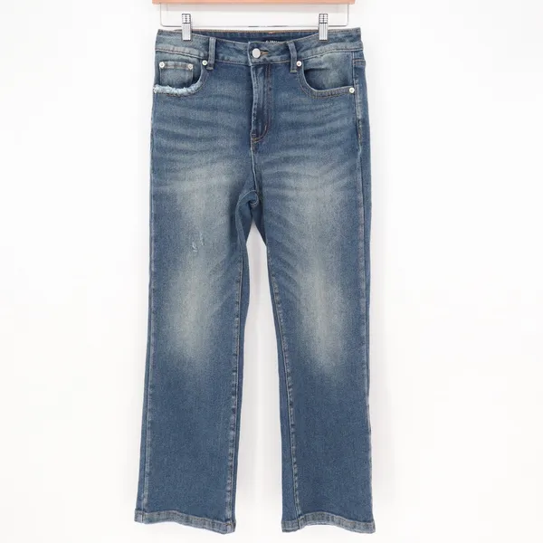 Flamingals Jeans Womens S Straight Leg Blue Distressed Medium Wash Excellent - Image 2