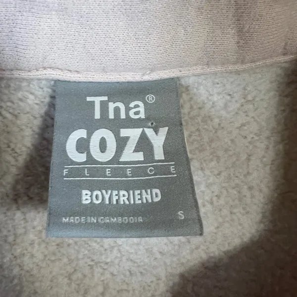 Tna Aritzia Cozy Fleece Boyfriend Polo Sweatshirt Pale Pink Small Oversized - Image 4