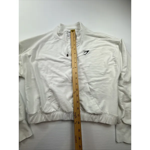 Gymshark Training Pippa 1/4 Zip Pullover White Cropped Top L - Image 4