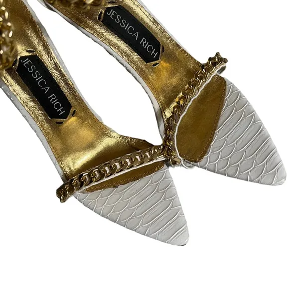 JESSICA RICH Monaco Chain Leather Heels Stilettos - Image 14