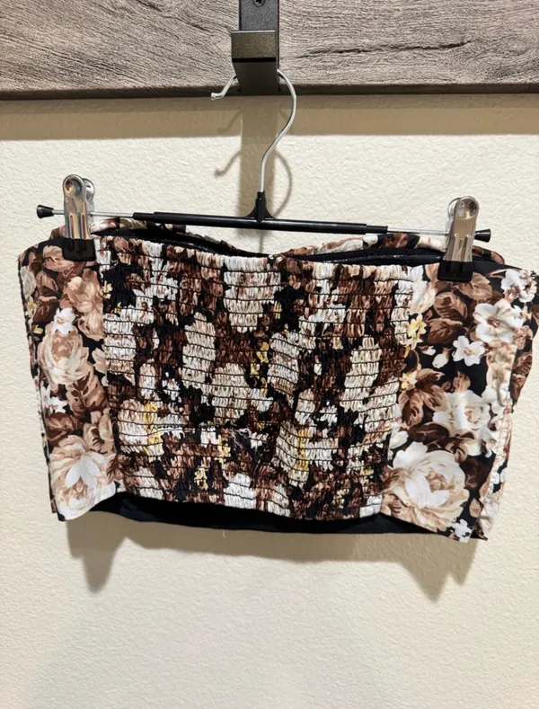 Abercrombie & Fitch Brown Floral Tube Top and Midi Skirt Set - Image 5