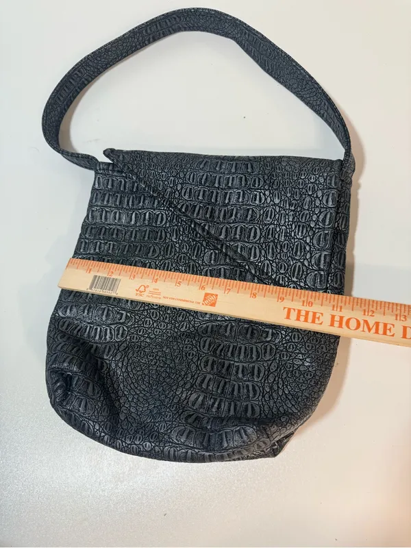 Black Crocodile Embossed Shoulder Bag Handbag - Image 10