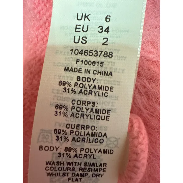 ASOS Pink Fleece Cardigan Short Sleeve T Shirt Shorts Sweater 3 Piece Set Size 2 - Image 9
