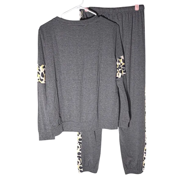 NWT PRETTYGARDEN Leopard Lounge Set‎ Joggers Top Dark Gray Small - Image 6
