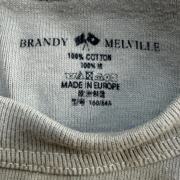 Brandy Melville Newport Beach 1984 Baby Tee Light Blue Cotton Graphic Crop Top - Image 3