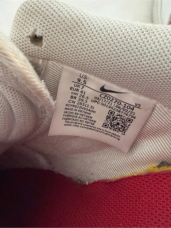 Nike Air Force 1s in white and gym red with gold accents size women’s 9.5 - Image 6