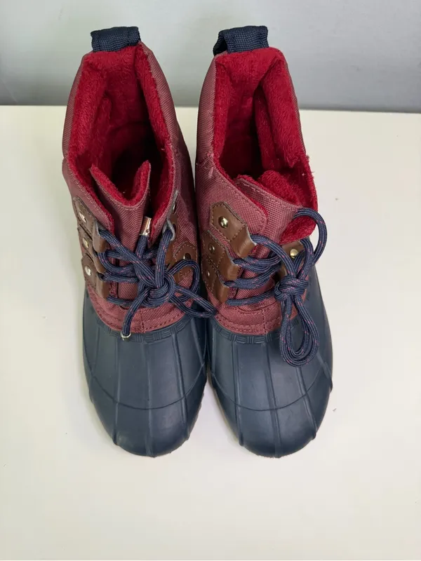 Tommy Hilfiger Womens Boots Outdoors Quilted Duck Boots Maroon Navy size 6 - Image 4
