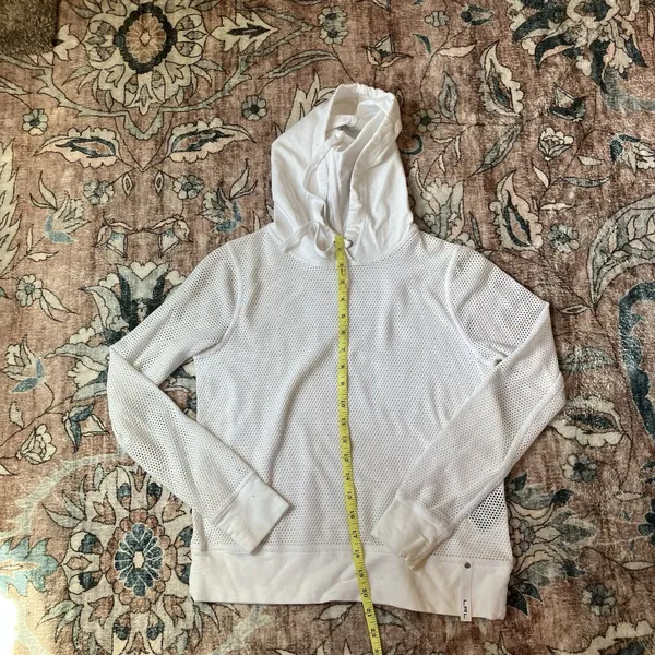 Ralph Lauren LRL Sweater Womens Large White Pullover Hoodie Thermal Waffle Knit - Image 4