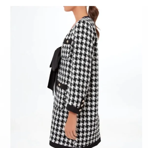 Pomander Place Black White Tweed Bow Mini Dress 2X | NWT Chic Classic - Image 13