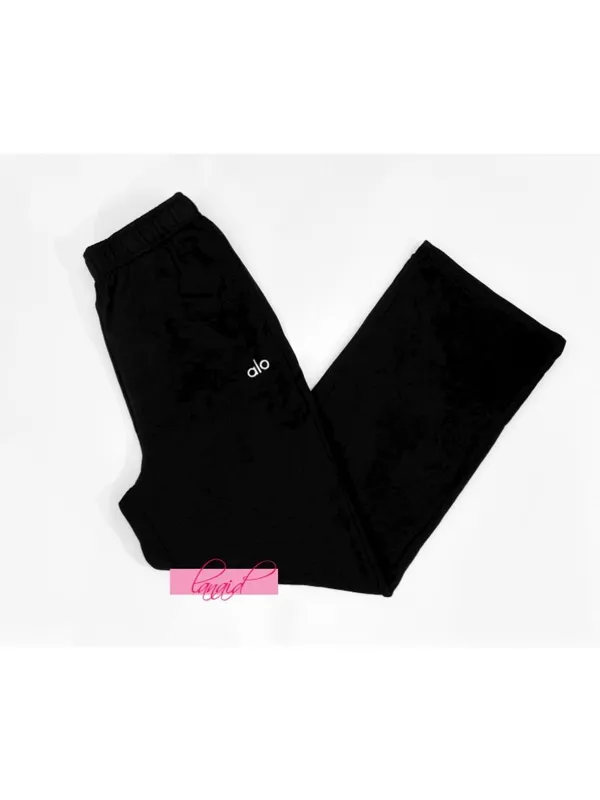 Alo Accolade Straight Leg Sweatpant Black Fleece Sweats Lounge Traveling Joggers - Image 8