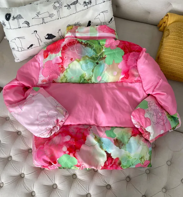 BECCI Pink Printed Puffer Jacket in XS - Image 2