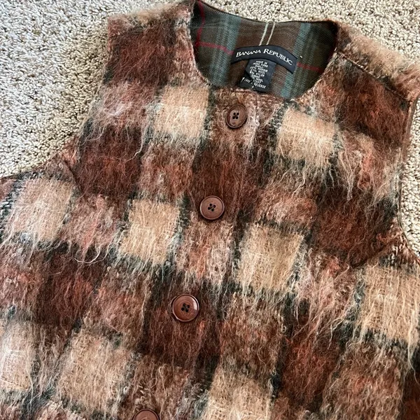 Banana Republic Checkered Wool + mohair Vest - Image 3