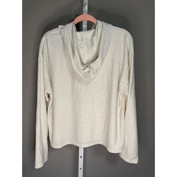 J.Crew Cream Speckled Hoodie‎ Sweatshirt Size L Cozycore Loungewear Normcore - Image 6