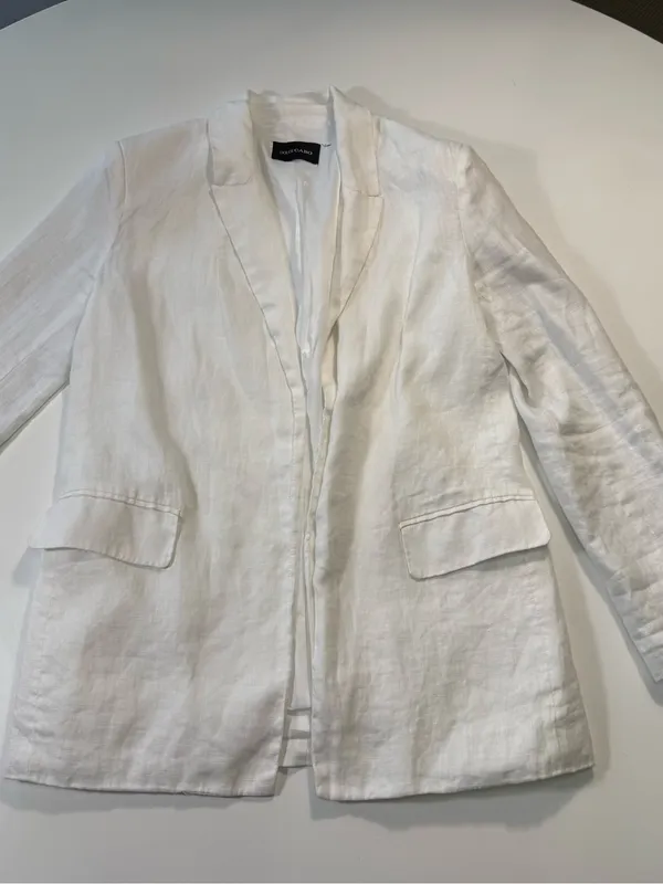 Dolce Cabo 100% Linen White Blazer Size Small Black - Image 2