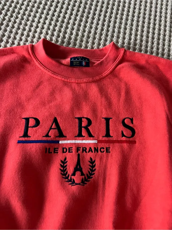 Paris Embroidered Red Crewneck Sweatshirt - Image 2