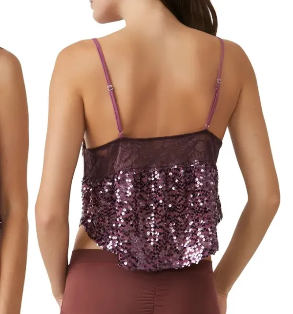 Free People NWT Intimately Right Rhythm Sequin Crop Camisole - Image 2