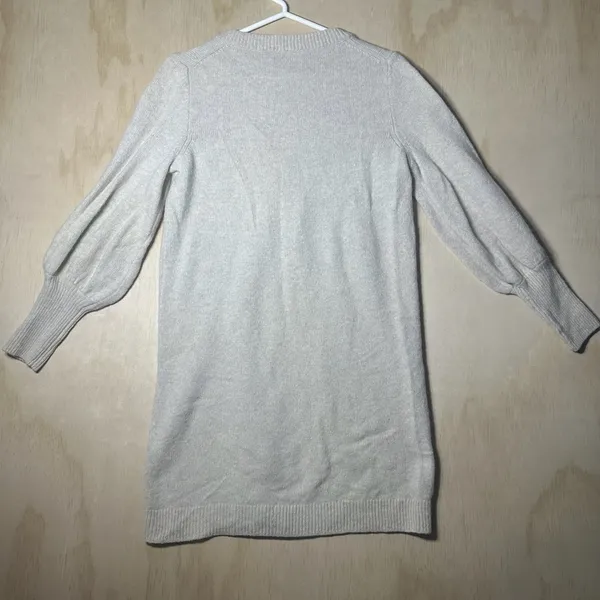 Madewell Neutral Wool Blend Bubble Sleeve‎ V Neck Knit Sweater Medium - Image 9