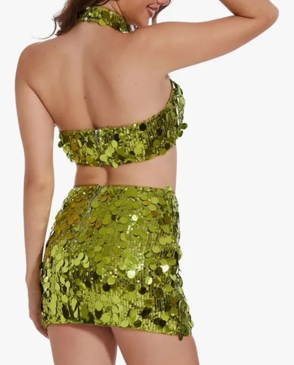 Green sequin 2PC set Size L - Image 4
