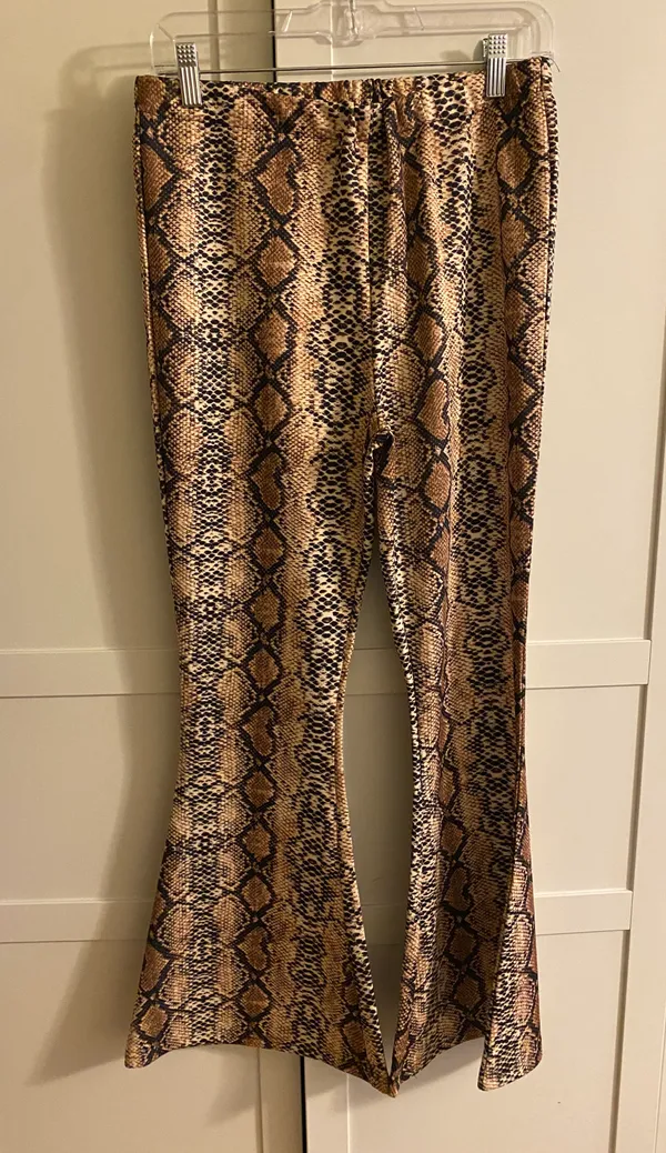 WDIRA Snakeskin Print Stretchy Flare Leg Pants - Image 4