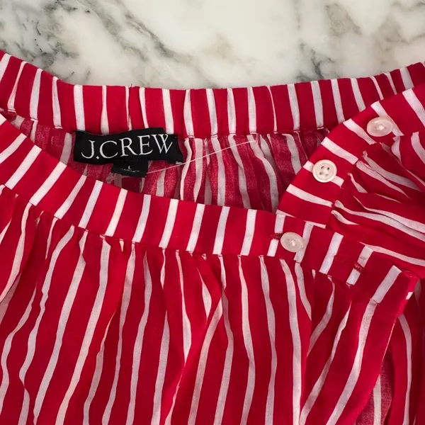NWOT J. Crew Cotton Voile Beach Coverup Skirt Red & White Stripes Sz L Sold Out - Image 5