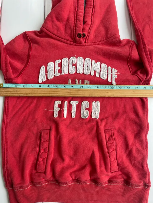 Vintage 90s Abercrombie & Fitch Red Hoodie, Size L - Image 5