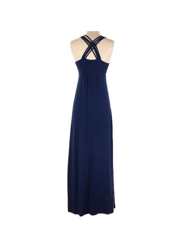 Calvin Klein Navy Blue Spaghetti Strap Maxi Dress Size XS - Image 4