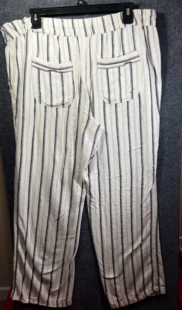 Per Se Women's Linen Blend Striped Pull-On Drawstring Trousers - Image 10