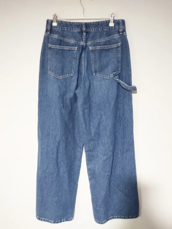 Forever 21 Wide-Leg Blue Carpenter Denim Jeans for Women - Image 5