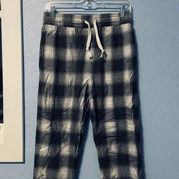 Aeropostale Plaid Flannel Lounge Sleep Pants Black Gray White XS - Image 2