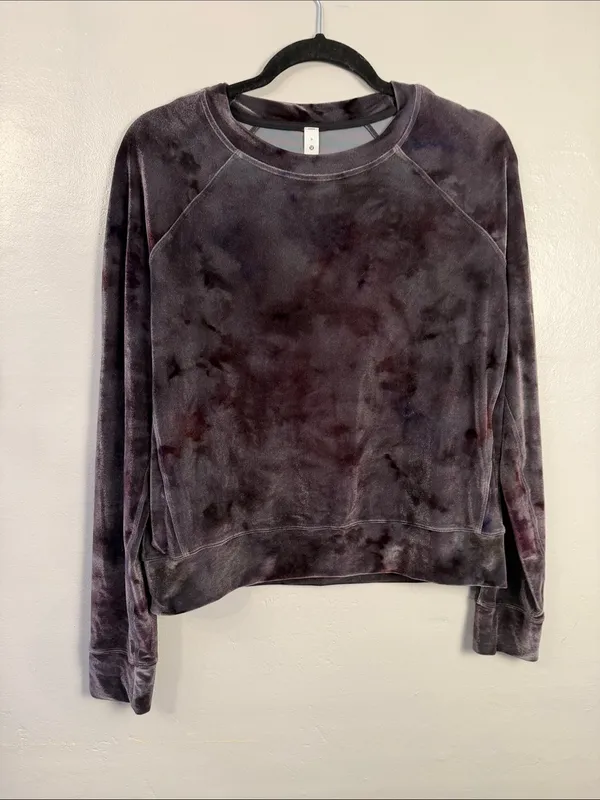 Lululemon Interstellar Dark Gray Multi Velour Warm Down Crew Size 8 - Image 3