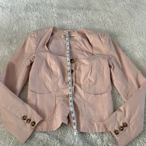 Free People Womens Dusty Pink Sz XS Boho Indie Cotton Blazer Soft Cottage Core - Image 4