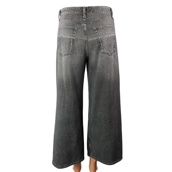 rag & bone Women's Gray Faded Relaxed Cropped Baggy Wide Leg Denim Jean Pants 27 - Image 3