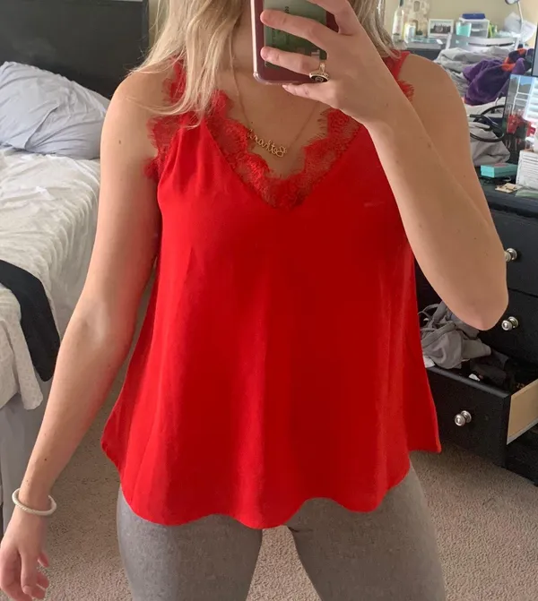 Amazon Red Lace Tank Top - Image 2