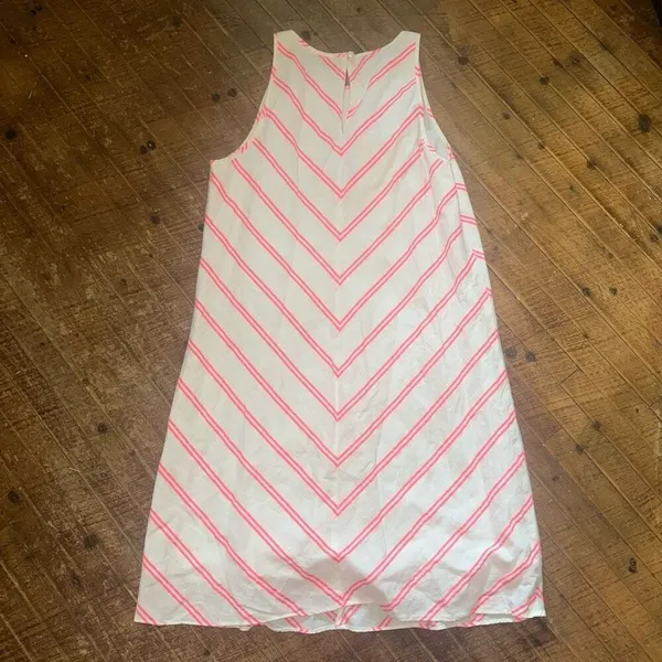 J Crew Factory pink stripe linen blend sleeveless dress - Image 3