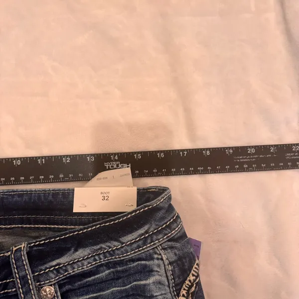 Miss Me Jeans, Women's Size 32 Blue, Denim, Gems Back Pocket, Flared - Image 9