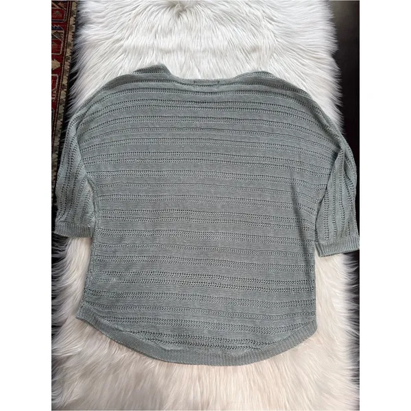 Tahari Light Green Linen Open Knit Pullover Sweater - Image 7