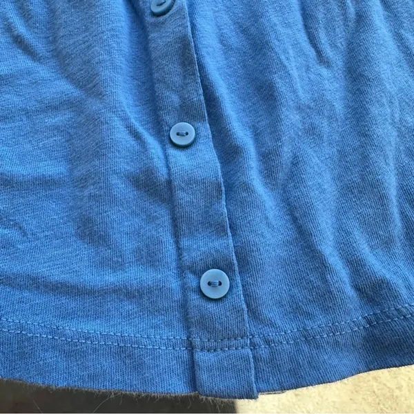 American Eagle Button Front Short Puff Sleeve Top in Blue Size XS NWT - Image 2
