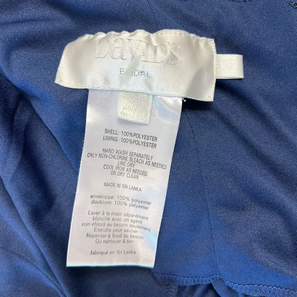 David's Bridal Women's 2 Blue Midi Brides Maid Dress Flowy Light Weight - Image 3