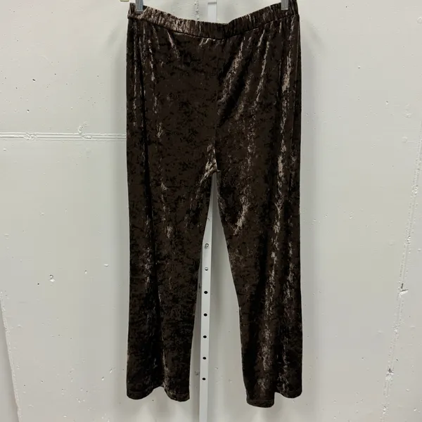 Anthropologie En Saison Madeleine Velvet Straight Leg Pants XL Brown Relaxed Fit - Image 2