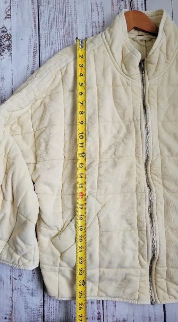 Free People Dolman Quilted Knit Jacket Cream Medium - Image 9