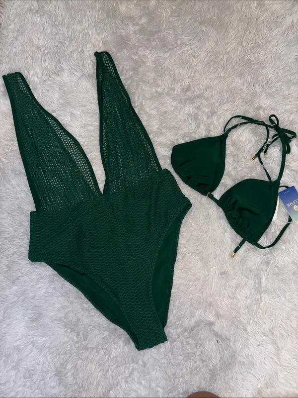 Cupshe Sweet Pick Green Swimsuit Set - Image 5