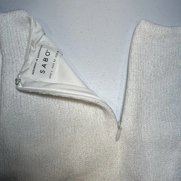 Sabo Skirt Cutout Knit White‎ Mini Dress Size Large Sleeveless Party Cocktail - Image 8