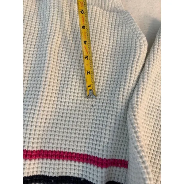 Marine Layer Waffle Knit Sweater Womens‎ XL White Striped Raglan Pullover Cotton - Image 8