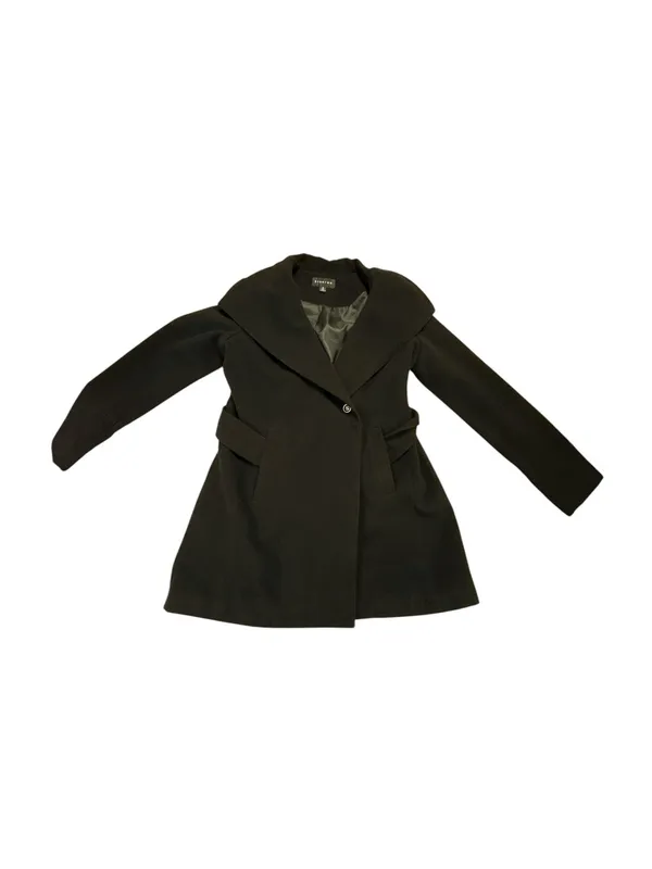 Braetan Black Wool Blend Belted Shawl Collar Wrap Coat Size 4 - Image 3